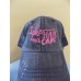 "Lake Hair Don't Care" 's Baseball Cap  Distressed Denim/Pink Embroidery  eb-23629244